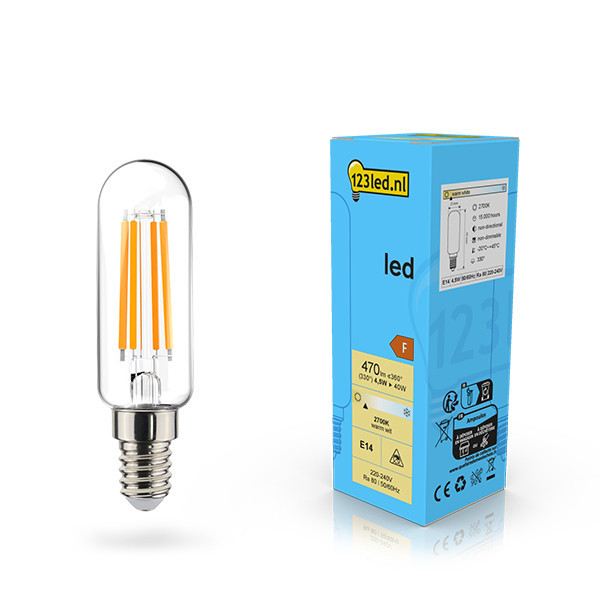 123inkt 123led E14 filament ledlamp buis helder 4.5W (40W)  LDR02126 - 1