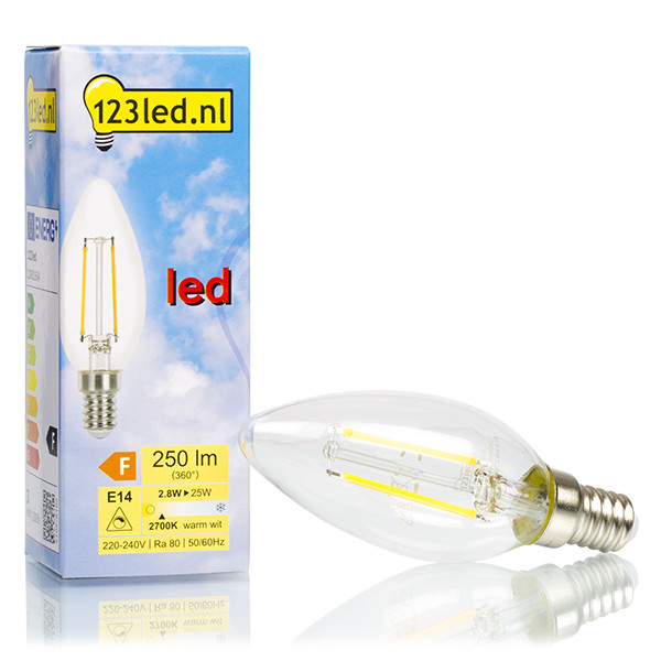 123led E14 filament ledlamp kaars dimbaar (25W) 123inkt 123inkt.be