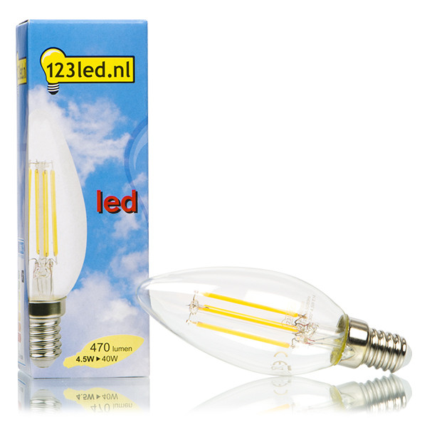 123inkt 123led E14 filament ledlamp kaars dimbaar 4.5W (40W) 929001332101c LDR01516 - 1