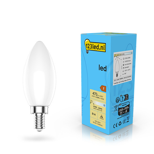 123inkt 123led E14 ledlamp kaars mat dimbaar 4.5W (40W)  LDR02080 - 1