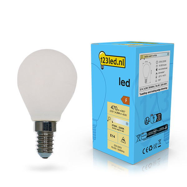 123inkt 123led E14 ledlamp kogel mat dimbaar 4.5W (40W)  LDR02082 - 1