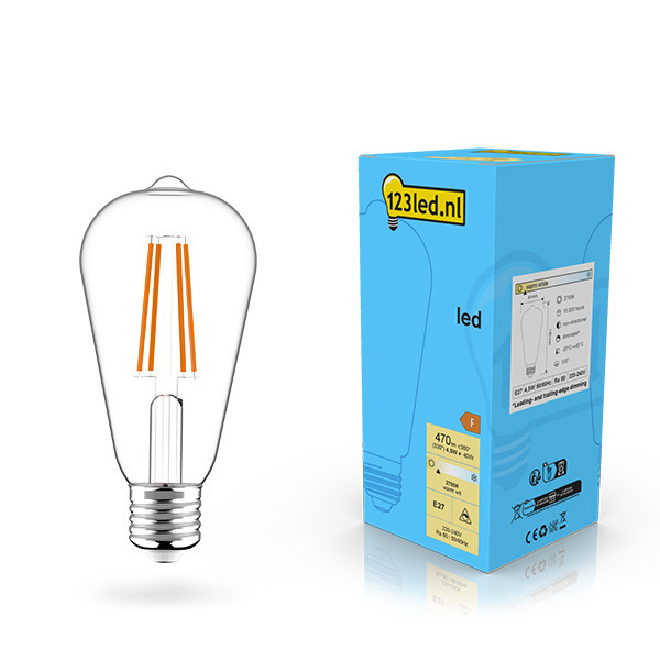 123inkt 123led E27 filament ledlamp Edison dimbaar 4.5W (40W)  LDR02110 - 1