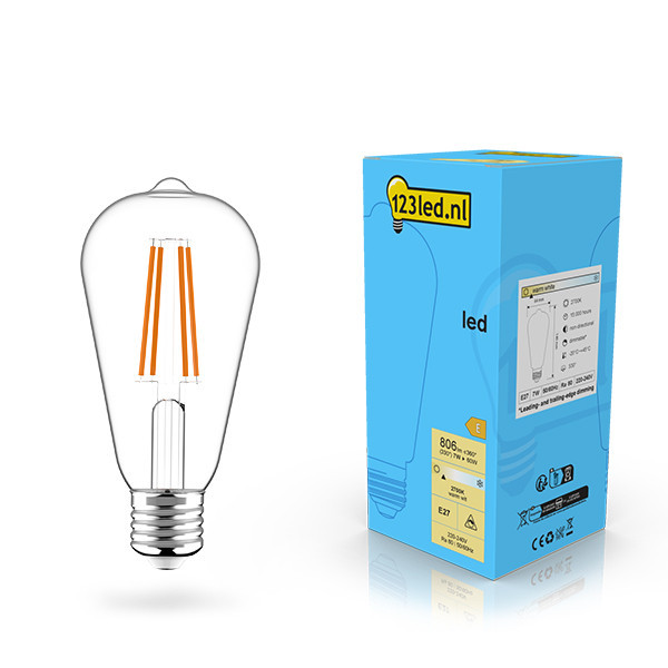 123inkt 123led E27 filament ledlamp Edison dimbaar 7W (60W)  LDR02114 - 1