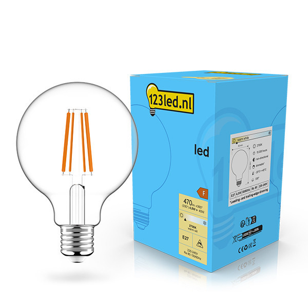 123inkt 123led E27 filament ledlamp globe dimbaar 4.5W (40W)  LDR02094 - 1