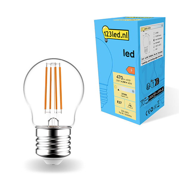 123inkt 123led E27 filament ledlamp kogel dimbaar 4.5W (40W)  LDR01830 - 1