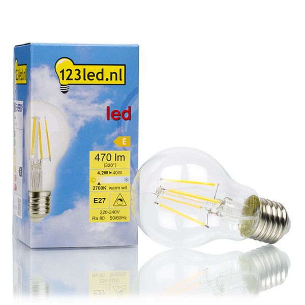 123inkt 123led E27 filament ledlamp peer dimbaar 4.2W (40W)  LDR01600 - 1