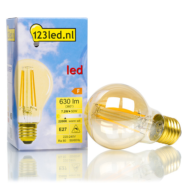 Interpunctie Protestant Boodschapper 123led E27 filament ledlamp peer goud dimbaar 7.2W (50W) 123inkt 123inkt.be