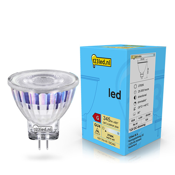 123inkt 123led GU4 ledspot dimbaar 4.5W (35W)  LDR02066 - 1