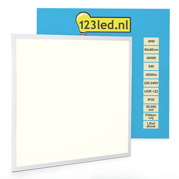 123inkt 123led paneel 60x60 cm helder wit | 4000K | 4000 lumen (40W) 0801086L123 LDR08654 - 1