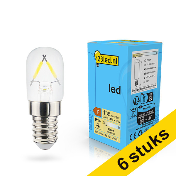 123inkt Aanbieding: 6x 123led E14 filament ledlamp capsule 1.5w (15w)  LDR02121 - 1