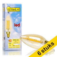 Aanbieding: 6x 123led E14 filament ledlamp kaars goud dimbaar 4.1W (32W)