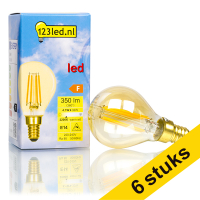 Aanbieding: 6x 123led E14 filament ledlamp kogel goud dimbaar 4.1W (32W)