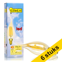 Aanbieding: 6x 123led E14 filament ledlamp sierkaars goud dimbaar 4.1W (32W)