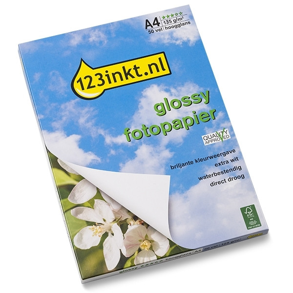 123inkt Glossy hoogglans fotopapier 135 g/m² A4 (50 vellen) FSC®  064040 - 1