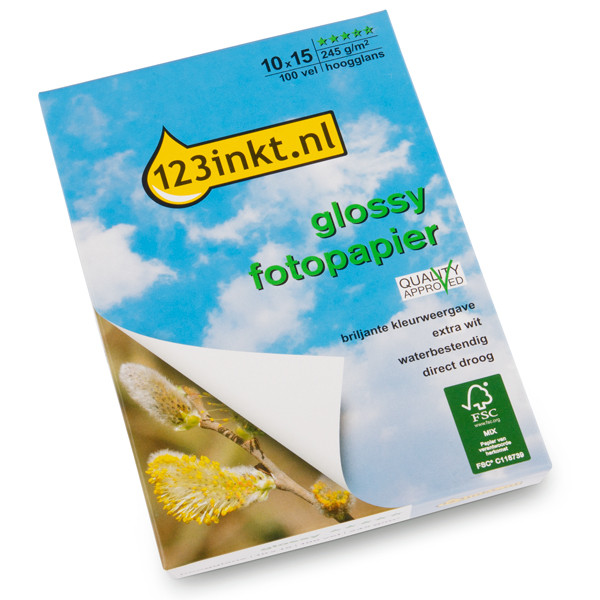 123inkt Glossy hoogglans fotopapier 245 g/m² 10 x 15 cm (100 vellen) FSC® C13S041765C Q8692AC 064080 - 1