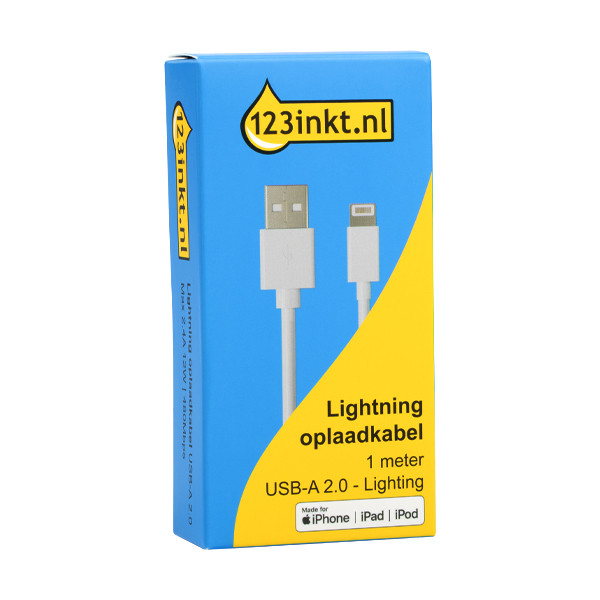 123inkt Lightning oplaadkabel wit (1 meter) 3994350012C MXLY2ZM/AC 302265 - 2