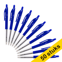 123inkt balpen met drukknop medium blauw (50 stuks)