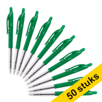 123inkt balpen met drukknop medium groen (50 stuks)