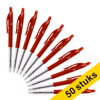 123inkt balpen met drukknop medium rood (50 stuks)