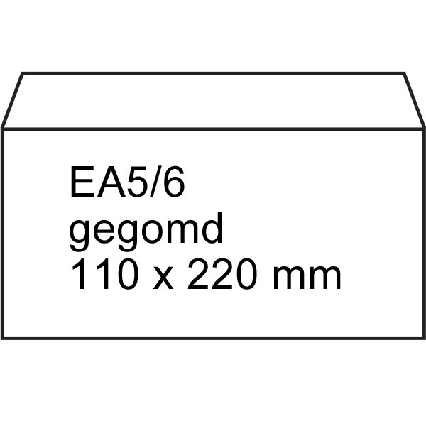 123inkt dienst-envelop wit 110 x 220 mm - EA5/6 gegomd (500 stuks) 123-201020 201020C 209002 88099423C 300906 - 1