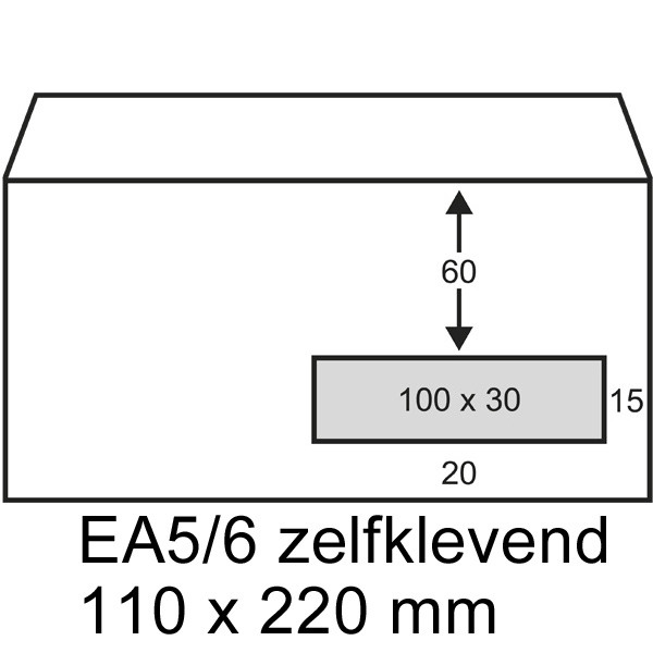 123inkt dienstenvelop wit 110 x 220 mm - EA5/6 venster rechts zelfklevend (25 stuks) 123-202535-25 209389 RD-202535-25C 300915 - 1