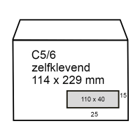 123inkt dienstenvelop wit 114 x 229 mm - C5/6 venster rechts zelfklevend (50 stuks) 123-201535-50 300918