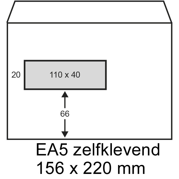 123inkt dienstenvelop wit 156 x 220 mm - EA5 venster links zelfklevend (500 stuks) 123-202540 202540C 209038 88098974C 300922 - 1