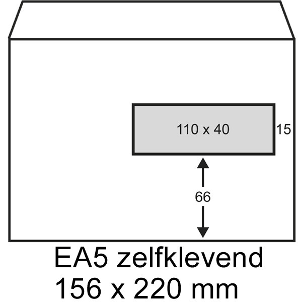 123inkt dienstenvelop wit 156 x 220 mm - EA5 venster rechts zelfklevend (500 stuks) 123-202550 202550C 209042 88098975C 300924 - 1