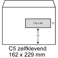 123inkt dienstenvelop wit 162 x 229 mm - C5 venster rechts zelfklevend (500 stuks) 123-202570 202570C 209054 88098981C 300931