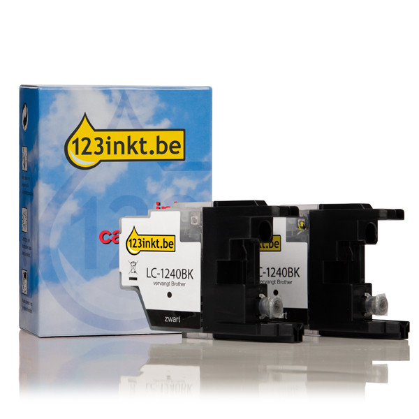 123inkt huismerk vervangt Brother LC-1240BKBP2 dubbelpak zwart LC1240BKBP2C 132093 - 1