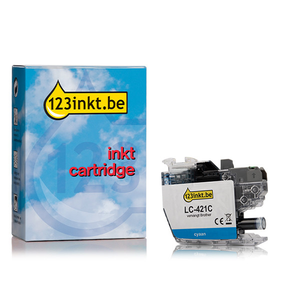 123inkt huismerk vervangt Brother LC-421C inktcartridge cyaan LC-421CC 051287 - 1