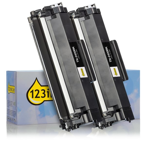 123inkt huismerk vervangt Brother TN-2420BK toner zwart dubbelpak TN2420TWINC 051333 - 1