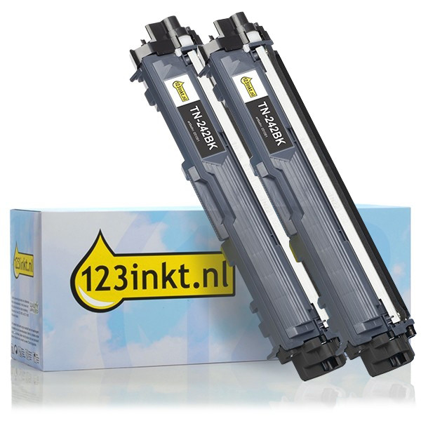 123inkt huismerk vervangt Brother TN-242BK toner zwart dubbelpak  010075 - 1