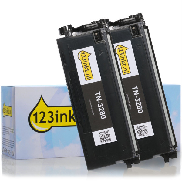 123inkt huismerk vervangt Brother TN-3280 toner zwart hoge capaciteit duopack  010077 - 1