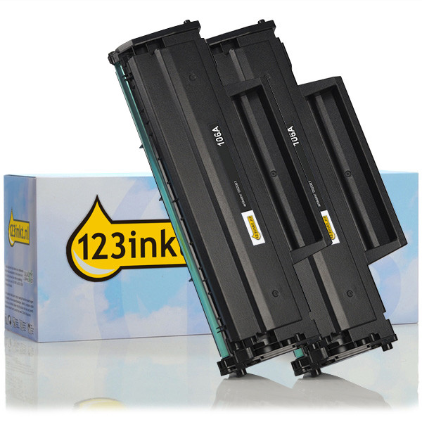 123inkt huismerk vervangt HP 106A (W1106A) toner zwart dubbelpak  160699 - 1