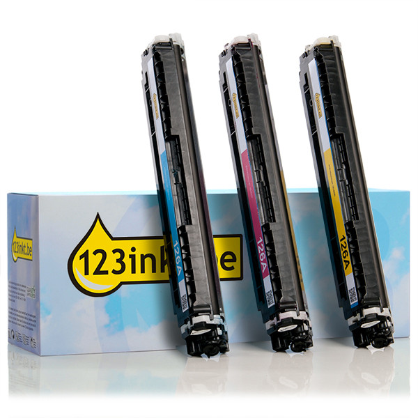 123inkt huismerk vervangt HP 126A (CF341A) multipack cyaan/magenta/geel CF341AC 054095 - 1