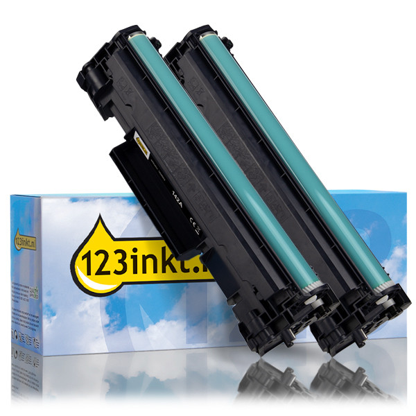 123inkt huismerk vervangt HP 142A (W1420A) toner zwart dubbelpak  160714 - 1