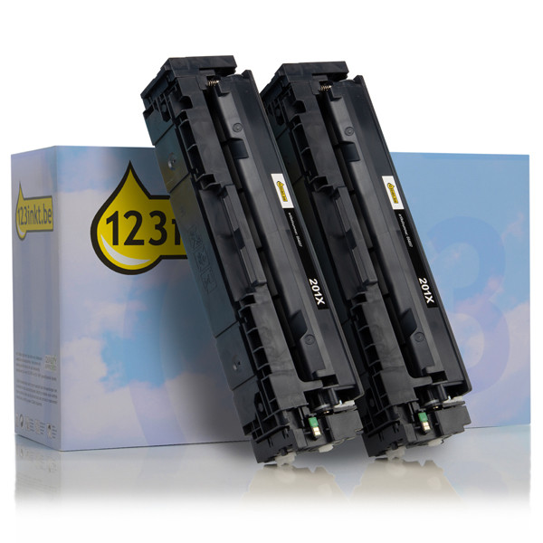 123inkt huismerk vervangt HP 201X (CF400XD) toner zwart hoge capaciteit dubbelpak CF400XDC 132176 - 1