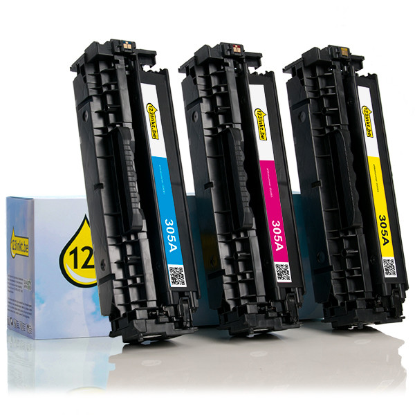 123inkt huismerk vervangt HP 305A (CF370AM) multipack cyaan/magenta/geel CF370AMC 054767 - 1