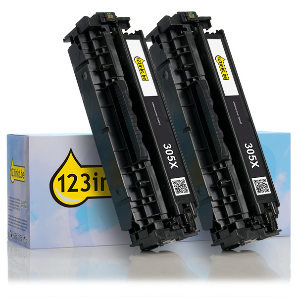 123inkt huismerk vervangt HP 305X (CE410XD) toner zwart dubbelpak CE410XDC 054769 - 1