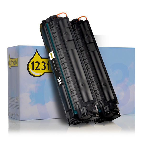 123inkt huismerk vervangt HP 35AD (CB435AD) toner zwart dubbelpak CB435ADC 132122 - 1