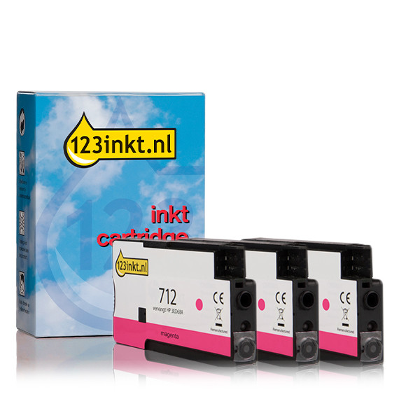 123inkt huismerk vervangt HP 712 (3ED78A) multipack 3x magenta  010087 - 1