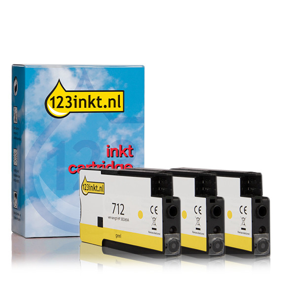 123inkt huismerk vervangt HP 712 (3ED79A) multipack 3x geel  010089 - 1