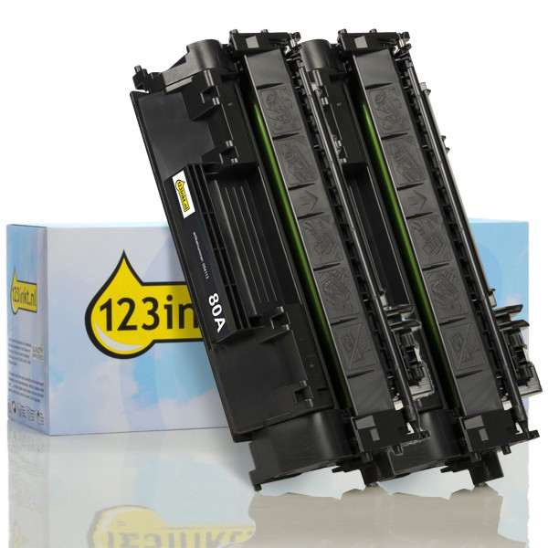 123inkt huismerk vervangt HP 80A (CF280A) toner zwart dubbelpak  160721 - 1