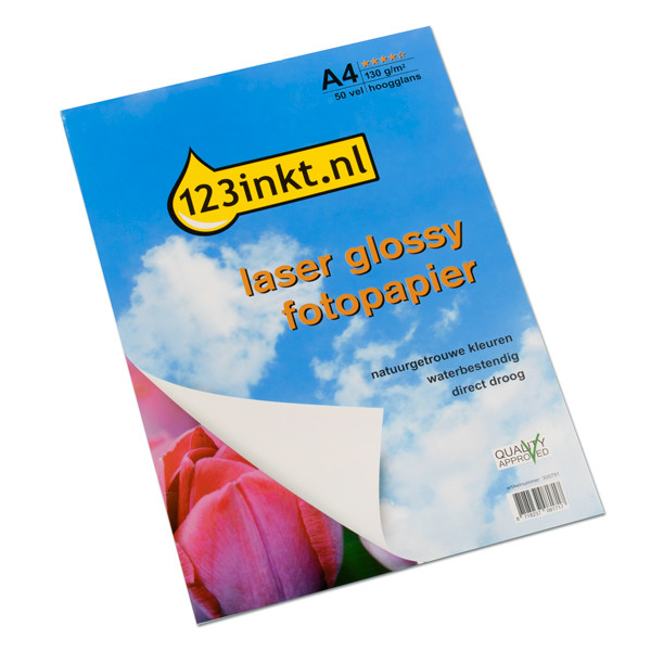 123inkt laser fotopapier glossy 130 g/m² A4 (50 vellen) CG964AC 300791 - 1