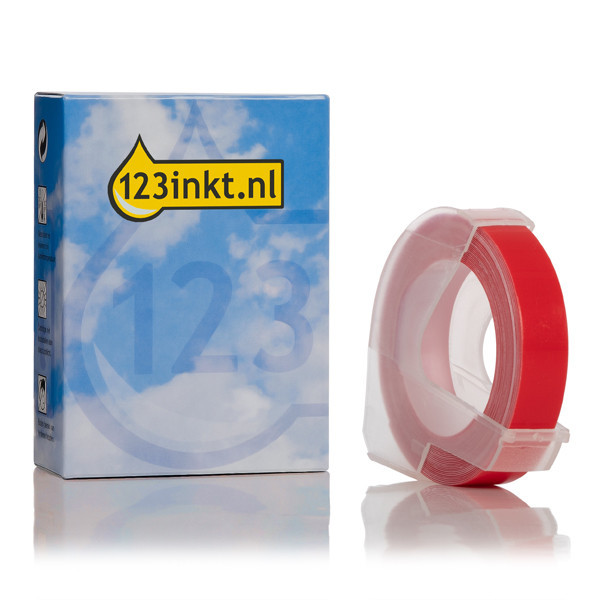 123inkt lettertang S0898150 / 520102 reliëftape wit op rood  089263 - 1