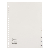 123inkt plastic tabbladen A4 wit met 12 tabs 1-12 (23-gaats)