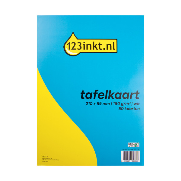 123inkt tafelkaart wit 210 x 59 mm (50 kaarten) L4796-20C 302238 - 1