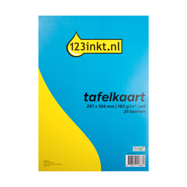 123inkt tafelkaart wit 297 x 104 mm (25 kaarten)  302240 - 1