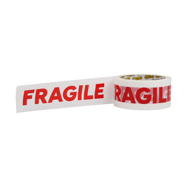 123inkt waarschuwingstape 'Fragile' wit 50 mm x 66 m (1 rol) 07024-00018-03C 301780 - 2